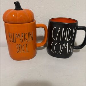 Rae Dunn Pumpkin Spice and Candy Coma Mug Duo - Orange and Black